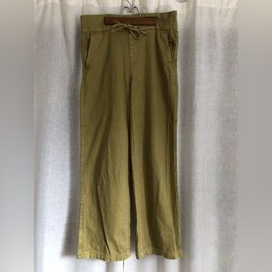 Green casual lightweight pants with drawstring NO ZIPPER fair trade
